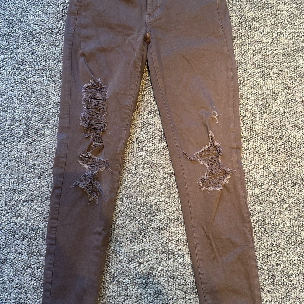 American Eagle Outfitters Brown Skinny Jeans Distressed Style
